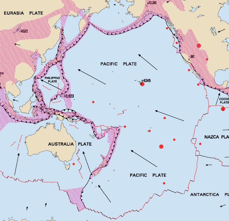 Pacific Plate boundaries and relative motion U.S. Geological Survey